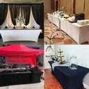 LZY Spandex Fitted Stretch Table Cover for 4ft or 6ft or 8ft Folding Table, Rectangular Cocktail Tablecloth, Perfect for Party or Banquet (4FT Black)