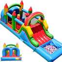 25FT Commercial Inflatable Obstacle Course Bounce House for Big Kids, 100% PVC Inflatable Bounce House for Kid, Water Bouncer House with Water Slides/Blower, Heavy Duty Quality Outdoor Party, 25x8x8FT