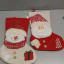 Large Santa Snowman Christmas Stockings, 2 Pack 18 Inch Knitted Claus Christmas Stocking Decorations, Xmas Stocking for Kids Gift, Personalized 3D Pattern Socks, Xmas Tree Fireplace Family Party Decor