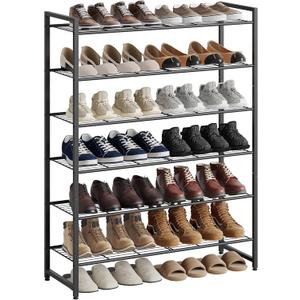 Nunsino Shoe Rack, Metal Shoe Organizer, 6 Tier Garage Shoe Rack Max Holds 30 Pairs,Shoe Storage Shelf for Closet,Entryway, Grey