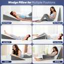 Bed Wedge Pillow for Sleeping & Resting, 8 inch Incline Pillow Wedge for Adults Seniors, Back Support and Leg Elevation, Cooling Memory Foam Top, Ideal for Couch, Bedroom & Living Room