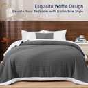 PHF Waffle Sherpa Blanket Queen Size, 90x90 Inches Luxury Plush Flannel Fleece Blanket for Winter, No Shed No Pilling, Cozy Soft & Reversible Waffle Weave Bedding for Home Decor, Grey