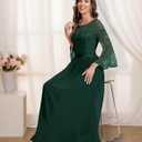 Wedtrend Women's Formal Dresses 2025 Wedding Guest Dress Bell Sleeve Bridesmaid Dresses Maxi Evening Dress (Green, L)