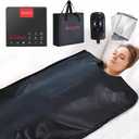 Infrared Sauna Blanket, Durable PU Leather Cover Detox & Relaxation at Home Adjustable Timer, Size 6 ft x 2.6 ft(Black)