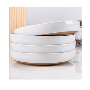 AmorArc 8.75'' Large Ceramic Pasta Bowls, 38oz Handpainted Stoneware Bowls Set of 4, Microwave&Dishwasher Safe Bowls with Rustic Terracotta Underside for Pasta Salad