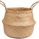 Seagrass Plant Basket, Wicker Woven Laundry Basket, Large Wicker Plant Baskets, Seagrass Baskets Planter for Plants Indoor(Unfolded Size 17.72" Diameter x 14.17" Height)