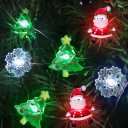HIPYGYM Battery Operated Christmas Lights 12FT 32 LED Snowflakes Christmas Tree Santa Clause Gift Box Xmas String Lights, Holiday Fairy Lights for Tree Decorations Table Home Indoor Holiday Decor