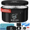 XL Oval Ice Bath Tub for Athletes with Cover by Brisk Bear - Extra Large Cold Plunge Tub for Recovery - Ice Bath Plunge Pool with Digital Timer - Cold Plunge to Soothe Muscles - Black Ice Tub