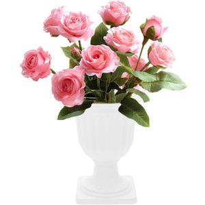 Pretyzoom Detachable Roman Column Planter Pot - Vintage White Plastic Decorative Flower Pot for Home Wedding Garden 6.69X5.51X5.51 Inches