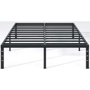Metal Bed Frame,Full Size Bed Frame with Storage Space,Heavy Duty Sturdy Mattress Foundation,Easy Assembly,No Box Spring Needed, Black,18 Inch,Full