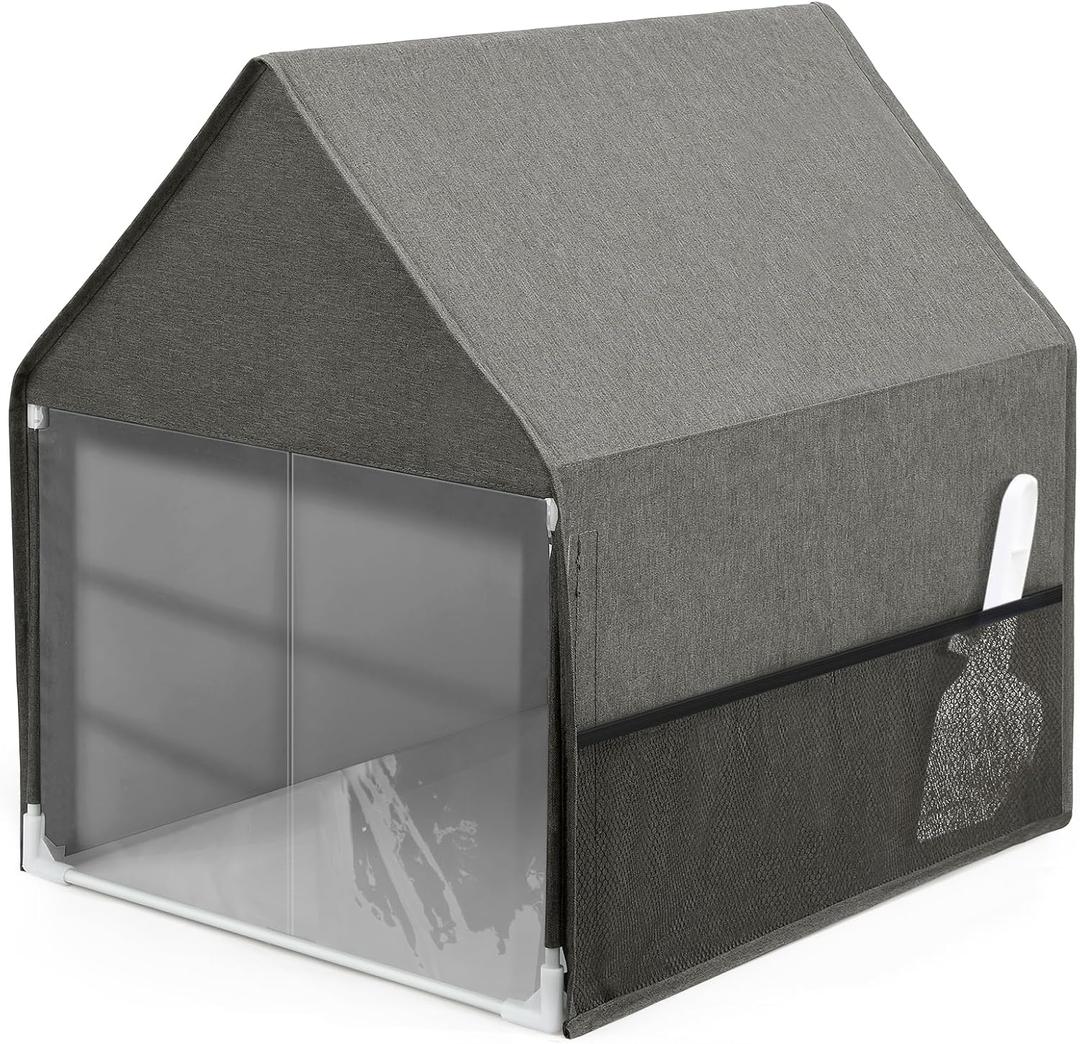 YeeBeny Cat Litter Box Cover, Enclosed Cat Potty Cat Litter Box Cover, Open Curtain for Easy Access to The Top Closed Cover, Removable for Easy Cleaning and Care(Gray)