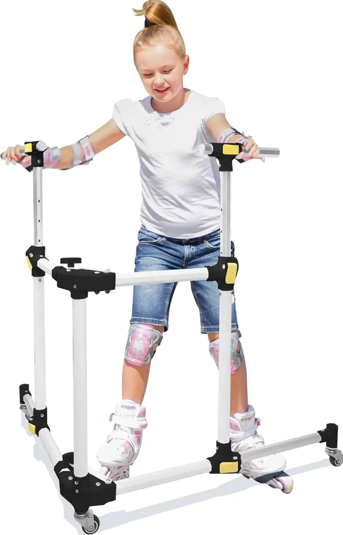 GanFindX Folding Skater Aid for Kids Roller Skating, Aluminum Roller Skate Trainer for Children Toddler Adjustable Height Training Walker
