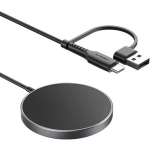 JSAUX Magnetic Wireless Charger Compatible with MagSafe Charger/iPhone 16/16 Pro/16 Plus/16 Pro Max/iPhone 15 Pro Max Plus/iPhone 14 13 12 Series, Wireless Mag Safe Charging Pad, Mag Charger (Black)