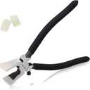 SPEEDWOX Glass Running Pliers With Curved Jaws - Professional Glass Breaking Tool for Stained Work, Key Fob Hardware Install, Mosaics - Black With 2 Pair of Rubber Tips