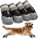 Petanims Dog Shoes for Large Dogs, Medium Dog Boots & Paw Protectors for Winter Snow, Waterproof Dog Booties for Hot Pavement, Hardwood Floors, for Rainy Black Size 4 (#4(width 1.96 inch) for 36-43 lbs)