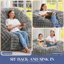 Hobestluk Bean Bag Chairs Beanbag Chair with Filler Adult Bean Bags with Fluffy & Machine Washable Cover, Giant Bean Bag Chairs for Aduts (Grey, 4FT-44" x 44" x 24")
