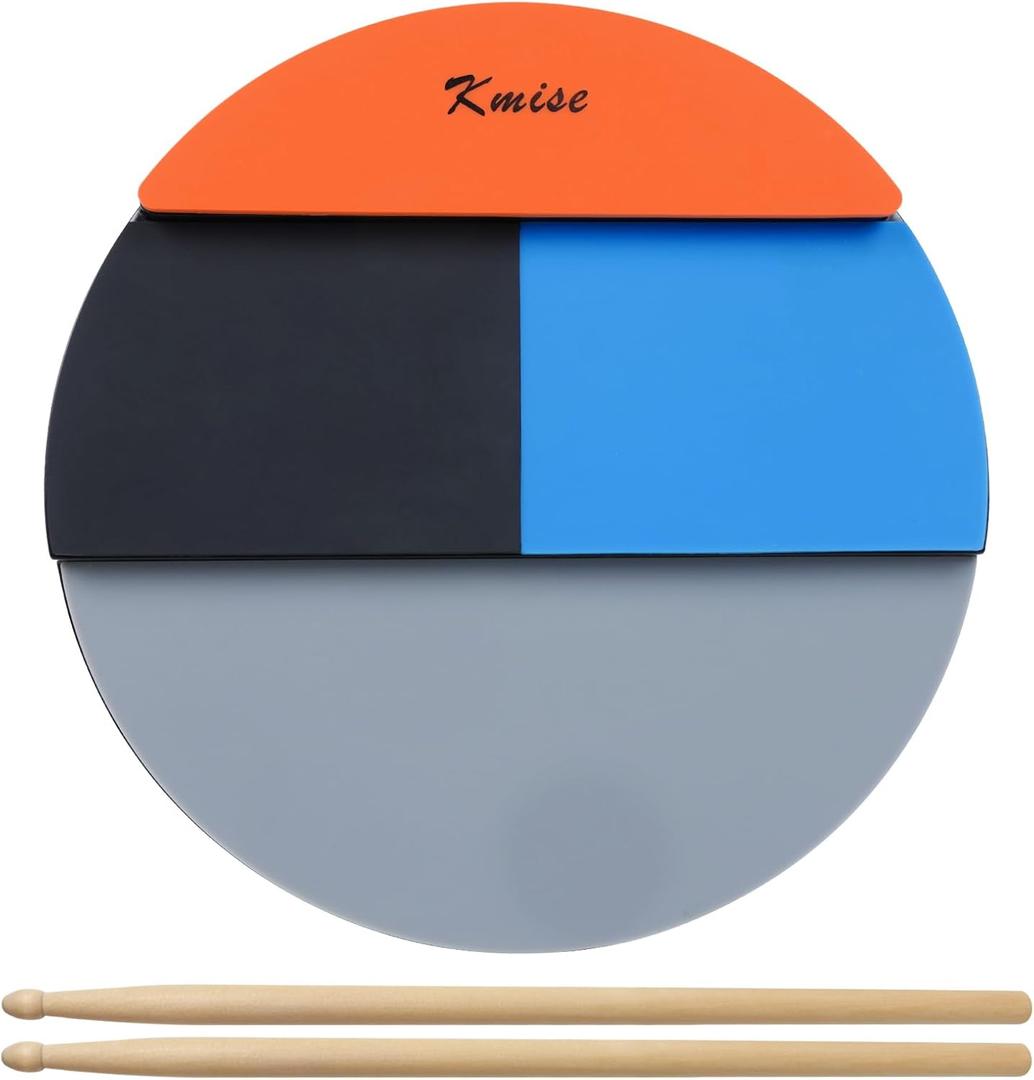 Drum Practice Pad, Horse Drum Pad 12 Inch Silent Practice Pad with 4 Different Playing Surfaces for Snare, Tom, Floor-tom & Ride Cymbal, Silent Practice Drum Pad, and Portable Practice Pad for Drummer