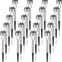 GIGALUMI Solar Lights Outdoor Waterproof, 20 Pack, Stainless Steel LED Solar Garden Lights for Patio, Lawn, Yard and Landscape, Garden Decor Patio Decor, Cold White