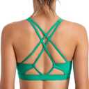 RUNNING GIRL Sports Bras for Women, Medium-High Impact Running Strappy Sports Bra with Removable Pads (Green, L)