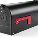 Black Metal Mailbox, Galvanized Steel Mailboxes for Outside Post Mount, Standard Medium Capacity, 20 x 8.7 x 6.7 Inches