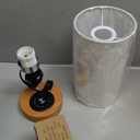 Fenmzee Bedside Table Lamp for Bedroom - 3 Way Dimmable Touch Lamp USB C Charging Ports and AC Outlet, Small Lamp Wood Base Round Flaxen Fabric Shade for Living Room, Desk, LED Bulb Included