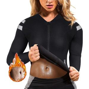NENAWOS Sauna Vest Sweat slimming compression Waist Trainer Shirt Suit Arm Long Sleeves For Women 2XL