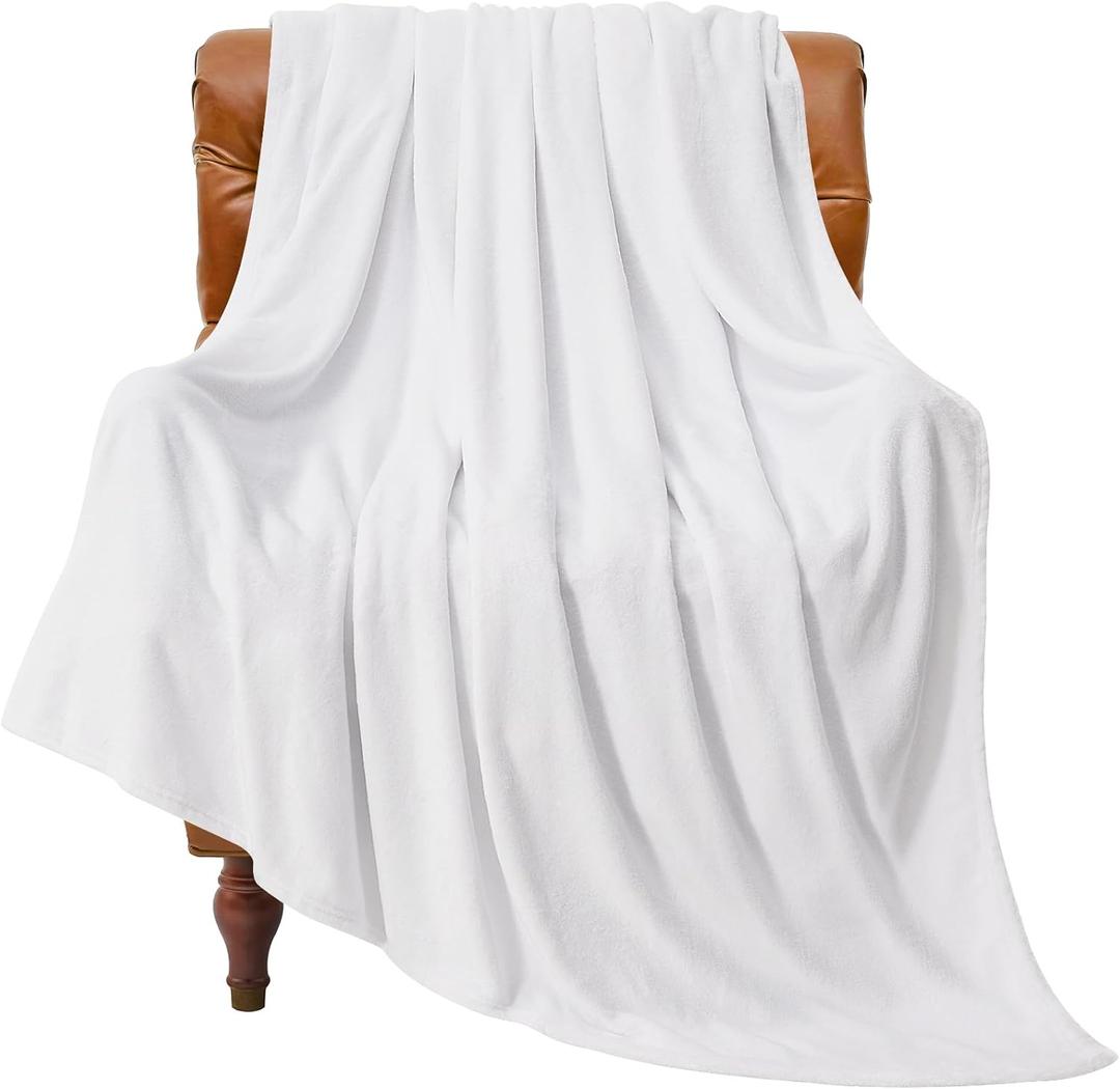 BEDELITE Fleece Blanket Twin Size White Throw Blanket for Couch & Bed, Luxury Plush Cozy Fuzzy Blanket 60x80 inches, Super Soft Warm Lightweight Throw Blanket for Travel Camping