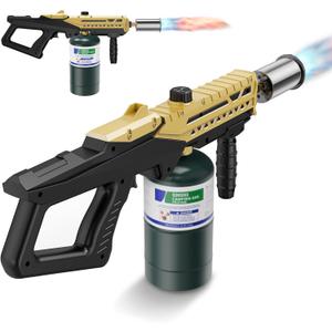 Sondiko Powerful Cooking Propane Torch Gun, Culinary Torch Campfire Starter, Adjustable Weed Torch Burner for Searing Steak, BBQ, Welding (Gold & Black) Propane Tank Not Included