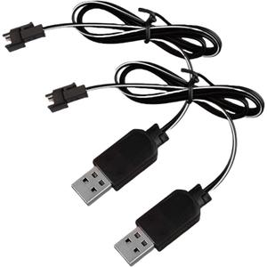 3.7V Battery Charger with SM-2P Plug USB Li-ion Battery Charger for RC Car Amphibious Stunt Car Trucks Boats for Bazooka Rocket Blower Bubble Gun Battery (2PCS Cable)