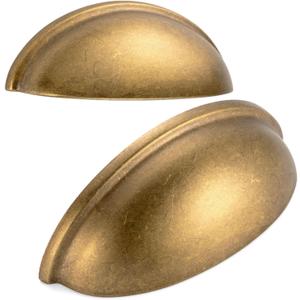 10 Pack 3 Inch Antique Brass Cup Drawer Pulls Vintage Brass Cabinet Handles Brass Cabinet Pulls for Kitchen Cabinets 1886 Drawers Bedroom Dresser Bathroom Vanity Cupboard