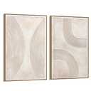 SAFERRYHOME Neutral Boho Hand Painted Abstract Wall Art, 24"x36"x2 Framed | Abstract 3D Textured Framed Wall Decor, Modern Mid Century Minimalist Geometric Line Painting for Home Office Living Room
