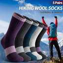 Nimalpal Wool Socks for Women - Hiking Womens Socks 5 Pairs, Thermal Sock for Men & Women Winter Warm Moisture Wicking