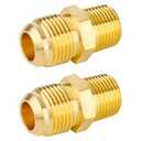 (2-Piece) Besosay Tube Fitting, Half Union Gas Adapter 1/2" Flare x 3/8" NPT Male Pipe Coupler Coupling