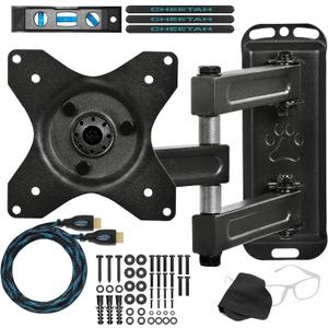 Cheetah TV Monitor Wall Mount for 12-49 Inch TVs up to 40lbs VESA 100x100mm, with 10ft HDMI Cable, TouchAdjust- Simply Grab, Adjust, Release Full Motion Swivel Tilt Bracket, Low Profile & Extends 15"