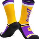 Boys Socks,Basketball Baseball Softball Football Athletic Socks Team Color Gifts for Youth Ages 8-12 (La-gold)