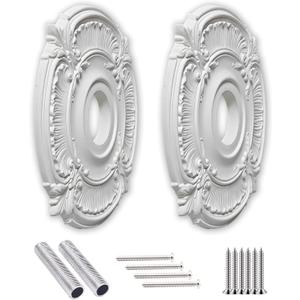EIFHYT Primed Urethane Ceiling Medallion for Light Fixtures and Ceiling Fans, 18"OD x 4"ID x 1-1/8"P (Fits Canopies up to 7-3/4") White.