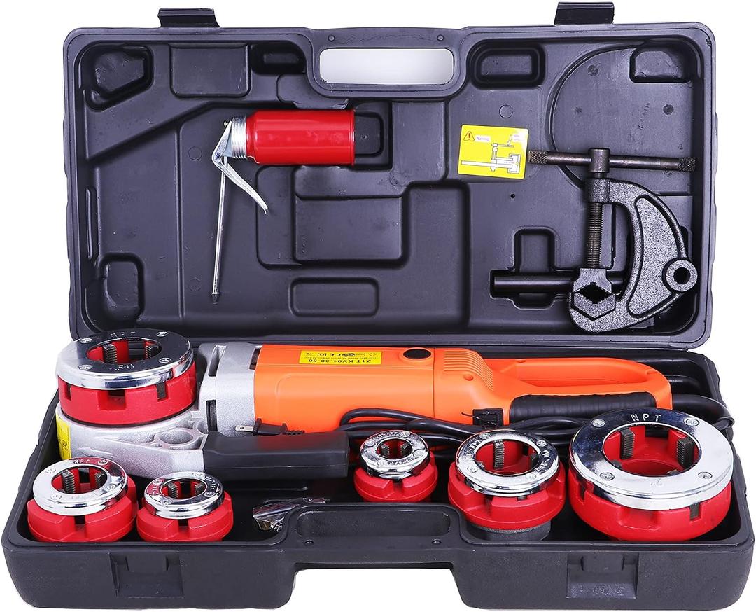 Portable Electric Pipe Threader Pipe Threading Machine with 6 Dies, 2300W Pipe Threading Tool for Galvanized Pipe Iron Pipe Threading 1/2" to 2" (110V)
