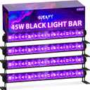 4 Pack 45W Black Light Bar with 6ft Cord+ Switch, Each Light Up 25x25ft Area, LED Blacklight Flood Light for Neon Glow Party Body Paint Tapestry Poster Classroom Bedroom Halloween
