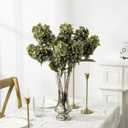 Ttranewsoo Green Hydrangea Artificial Flowers,Fake Fall Flowers Silk Hydrangea with Stems,Fall Faux DIY Floral for Table Vase,Hydrangeas Bouquet Indoor and Outdoor Decoration 24" Green 8pcs No Vase