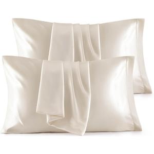 Bedsure Satin Pillowcase for Hair and Skin Queen - Beige Silky Pillowcase 4 Pack 20x30 Inches with Envelope Closure, Similar to Silk Pillow Cases, Gifts for Women Men