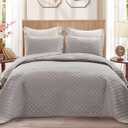 Exclusivo Mezcla Reversible Full Queen Quilt Bedding Set with Pillow Shams, Lightweight Quilts Queen Size, Soft Bedspreads Bed Coverlets for All Seasons - (Light Grey, 90"x96")