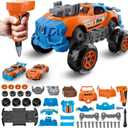 3-in-1 Take Apart Car for Boys Ages 3 4 5 6 7, Building Toys with Electric Drill, 43 Pcs Construction Toy Truck, Build Your Own Car with Play Tools, Ideal STEM Gift for Kids Children (Orange)
