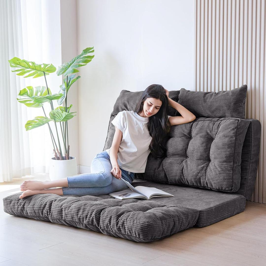 MAXYOYO Folding Sofa Bed, Convertible Chair Couch, Tufted Bean Bag Sofa, Tufted Twin
