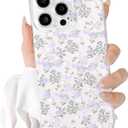 Lovmooful Compatible for iPhone 14 Pro Case Cute Clear Oil Flower Floral Design for Girls Women Soft TPU Shockproof Protective Girly for iPhone 14 Pro-Purple Rose