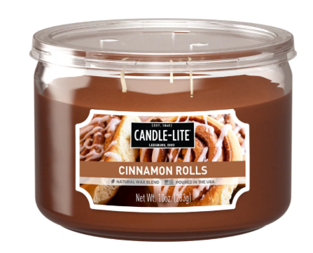 Candle-lite Scented Candles,  CINNAMON ROLLS 3-WICK 10OZ JAR CANDLE