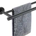JQK Black Double Towel Bar, 19 Inch 304 Stainless Steel Thicken 0.8mm Towel Rack Bathroom, Towel Holder Matte Black Wall Mount, Useable Length 16 Inch, TB100L16-PB