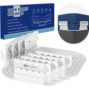 Lock Sheet Holders - 4Pcs Heavy Duty Bed Sheet Straps Keep Sheets Firm & Tight, No More Loose Sheets - Fits Any Size Mattress - White