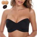 Strapless Bras for Women Plus Size, Minimizer Underwire Unlined Seamless Bra for Big Bust Unpadded Bandeau Bra (Black E 42)