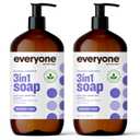 Everyone 3-in-1 Soap, Body Wash, Bubble Bath, Shampoo, 32 Ounce (Pack of 2), Lavender and Aloe, Coconut Cleanser with Organic Plant Extracts and Pure Essential Oils  (32 Fl Oz (Pack of 2))