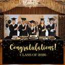 Oudain 6 ft Graduation Tablecloth Congratulations Class of 2026 Party Decorations 72 x 30 Inches Class of 2026 Table Cover Waterproof Washable Fabric Polyester Rectangle for Graduation Party Supplies